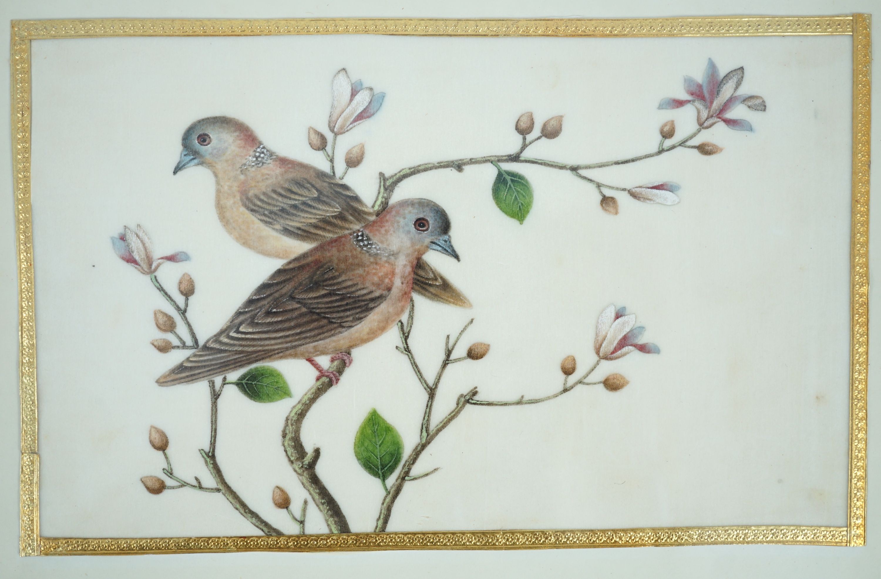 A set of 16 Chinese pith paintings of birds and flowers, mid 19th century, Largest Image 12cm x 18cm